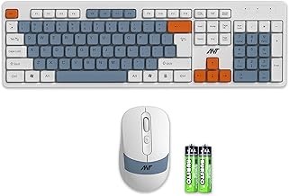 Ant Master 30 Pro Wireless Combo Keyboard & Mouse Set |104-Key Membrane Keyboard |Adjustable DPI Upto 1600 Mouse |2.4GHz USB Receiver | 10M Range|AA Battery Included| White Grey Orange-Win Mac Linux