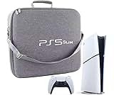 PSS PS5 Travel Bag Briefcase Hard Shell Carrying Case for PS5 Console Protective Storage Bag Shockproof Compatible with PS5 Console/ Controller, Headset, Charging Dock, Games Accessories (Grey)